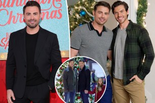 Jonathan Bennett with inset and split of Bennett and George Krissa in "The Holiday Sitter."