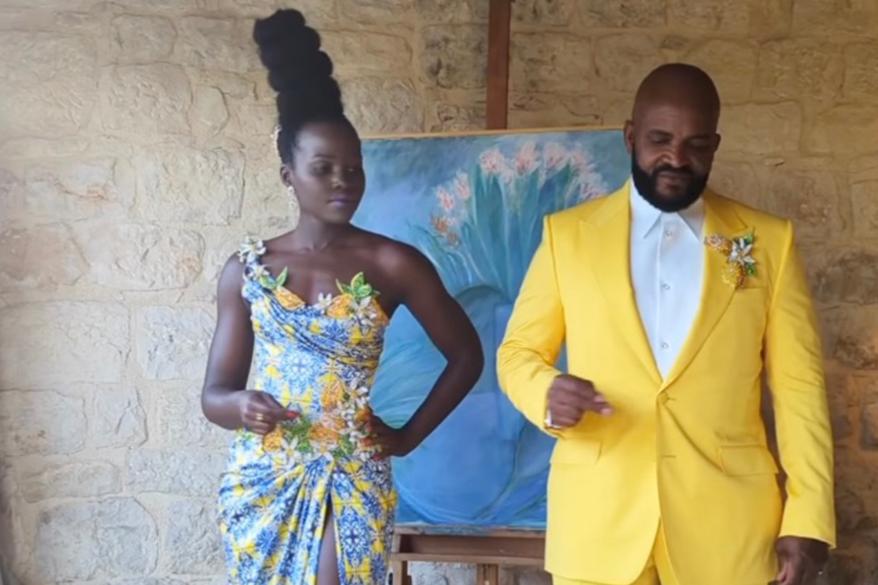 Lupita Nyong'o and Selema Masekela in matching outfits.