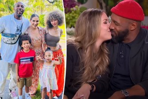 A composite of Stephen 'tWitch' Boss, Allison Holker and their kids and one of the couple on a talk show.