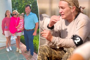 A split of Jamie Lynn Spears on "Special Forces" and her with her daughters and husband.