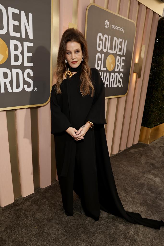 Lisa Marie Presley at the 2023 Golden Globes red carpet.