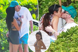 A split of Chase Sui Wonders and Pete Davidson kissing and an inset of Wonders in a bikini.
