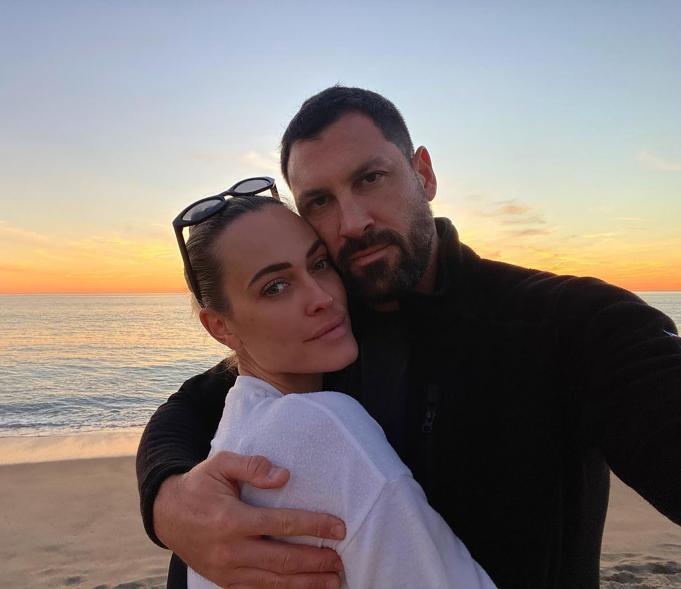 Peta Murgatroyd and Maksim Chmerkovskiy on the beach.