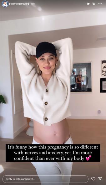 Peta Murgatroyd showing her growing baby bump.