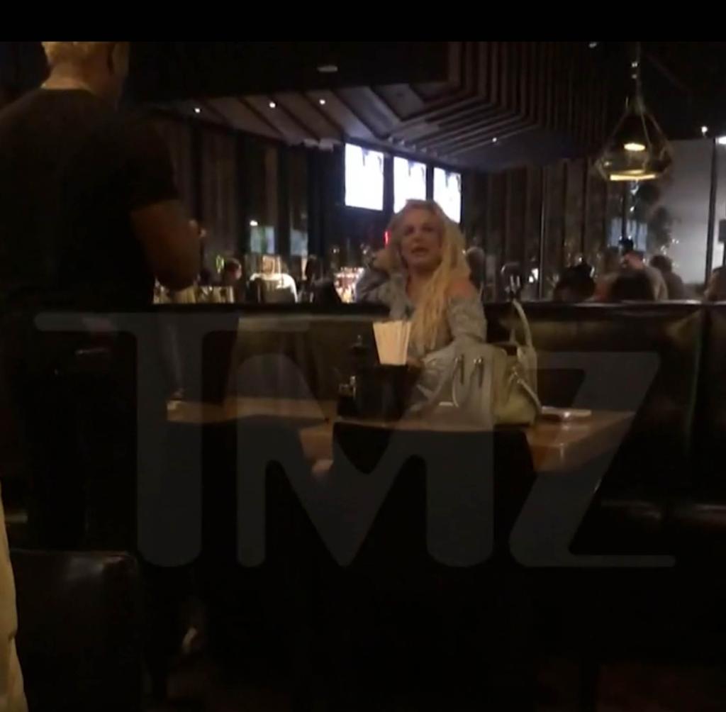 A screengrab of Britney Spears at an LA restaurant.