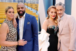 Split image of Rita Ora and Taika Waititi and Robyn and Juan Dixon.