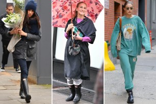 Meghan Markle, Sarah Jessica Parker and Gigi Hadid wearing Hunter boots