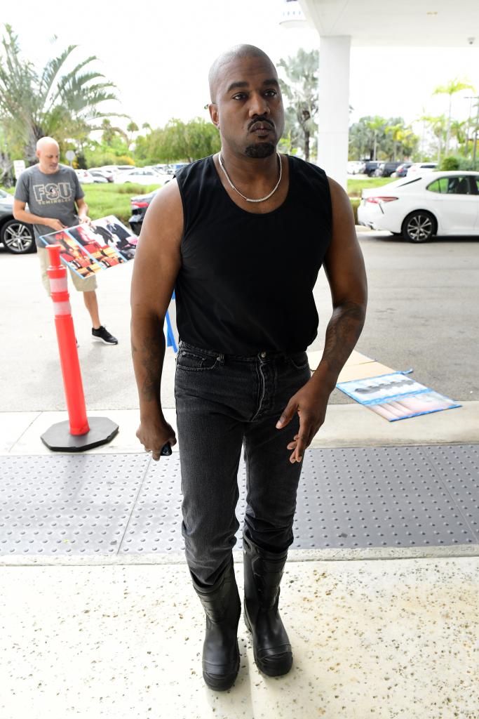 Kanye West walking.