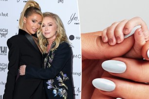 Paris Hilton hugs Kathy Hilton on red carpet, split with the heiress holding her son's hand
