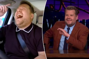 James Corden, hosting a late show.