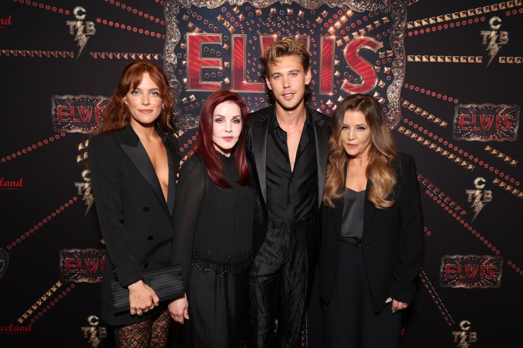 Riley Keough, Priscilla Presley, Austin Butler and Priscilla Presley at a screening of "Elvis"