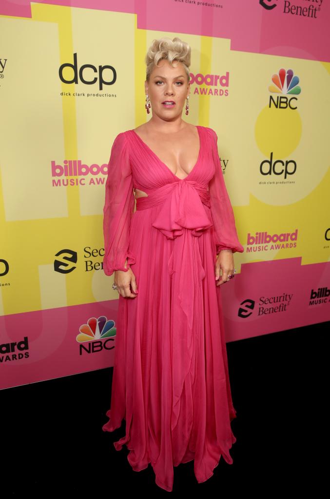 Pink on the red carpet at the 2021 Billboard Music Awards.