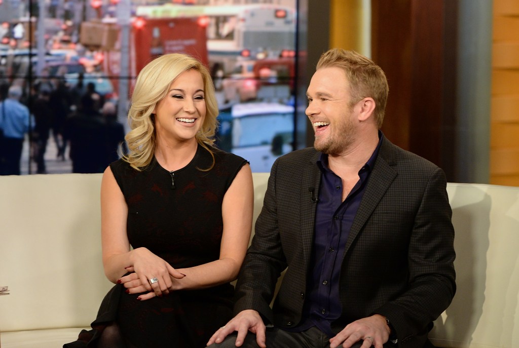 Kellie Pickler and Kyle Jacobs sitting, laughing 