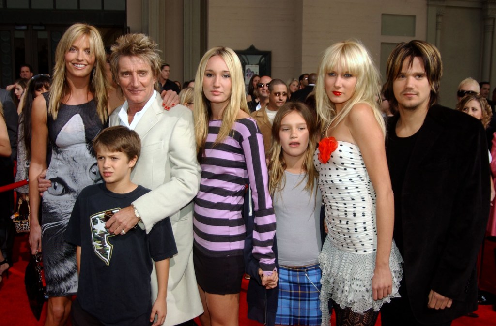 Rod Stewart and Penny Lancaster with some of his children in 2003.