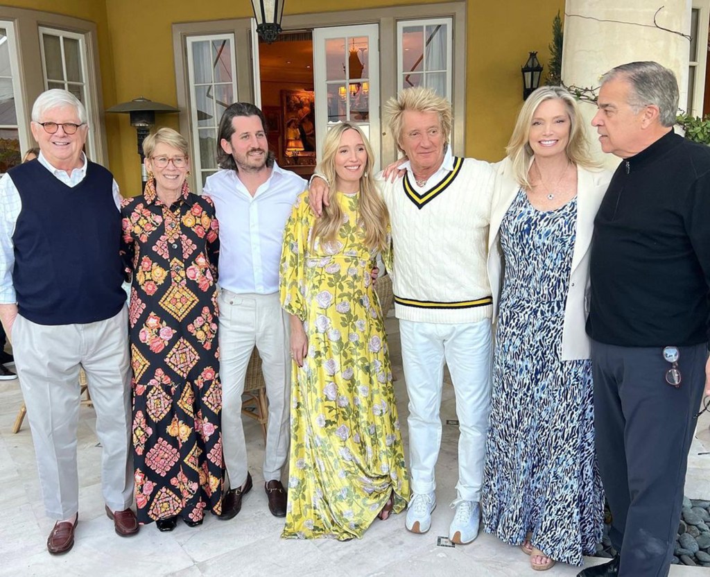 Rod Stewart with his daughter Ruby and other family members at her baby shower.