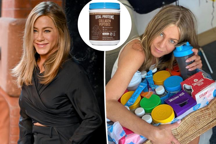 Jennifer Aniston with Vital Proteins collagen products