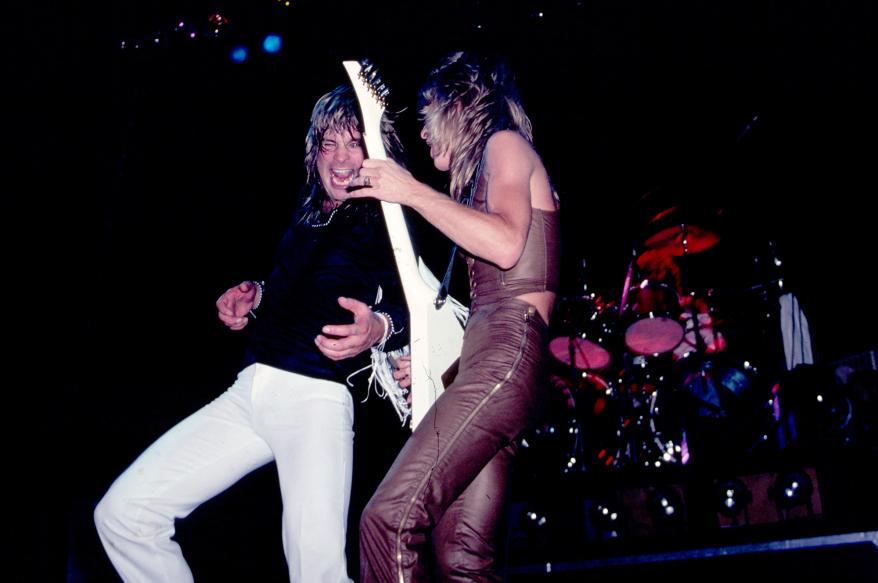 ozzy osbourne and randy rhoads rocking out on stage