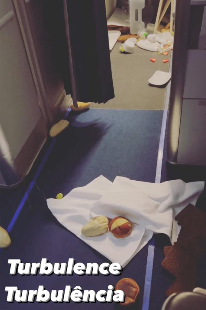 Seven people were hospitalized when the turbulence struck during dinner service.