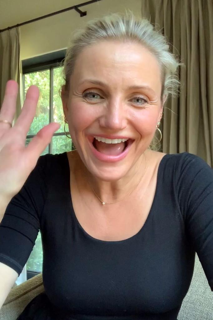 Cameron Diaz in a black shirt.