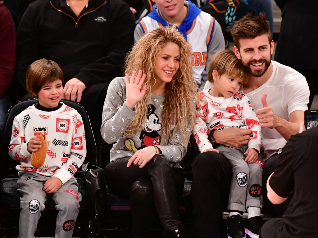 Shakira and Gerard Piqué with their kids.