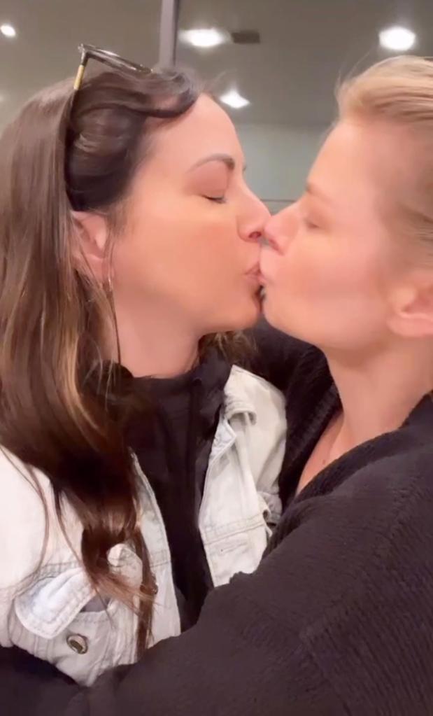 Kristen Doute and Ariana Madix kissing in a video.