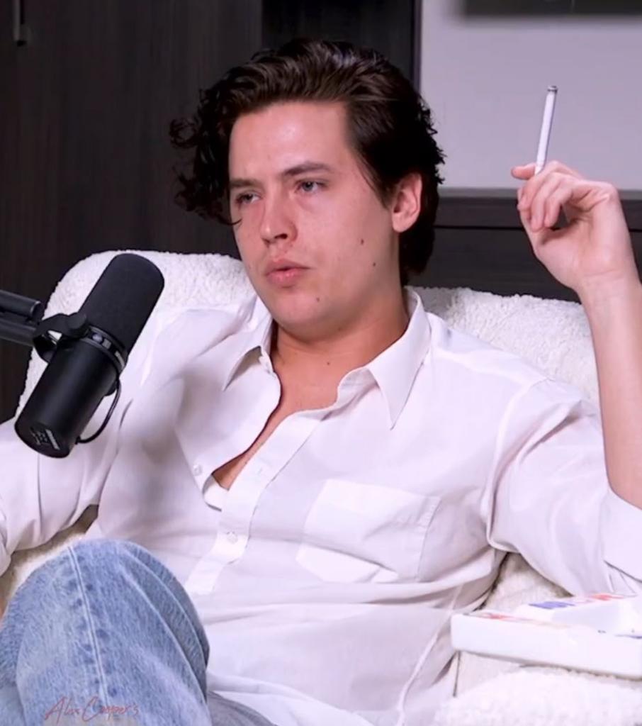 A still of Cole Sprouse on "Call Her Daddy" podcast.