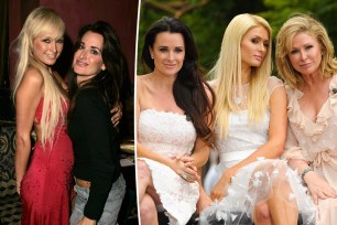 A split of Paris Hilton with Kyle Richards and one of them with Kathy Hilton.