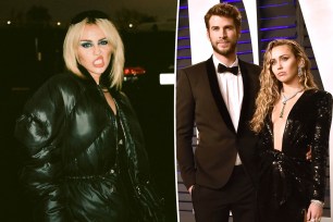 Miley Cyrus split with a red carpet photo of her and Liam Hemsworth.