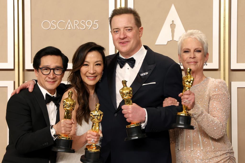 Oscar winners Ke Huy Quan, Michelle Yeoh, Brendan Fraser and Jamie Lee Curtis.