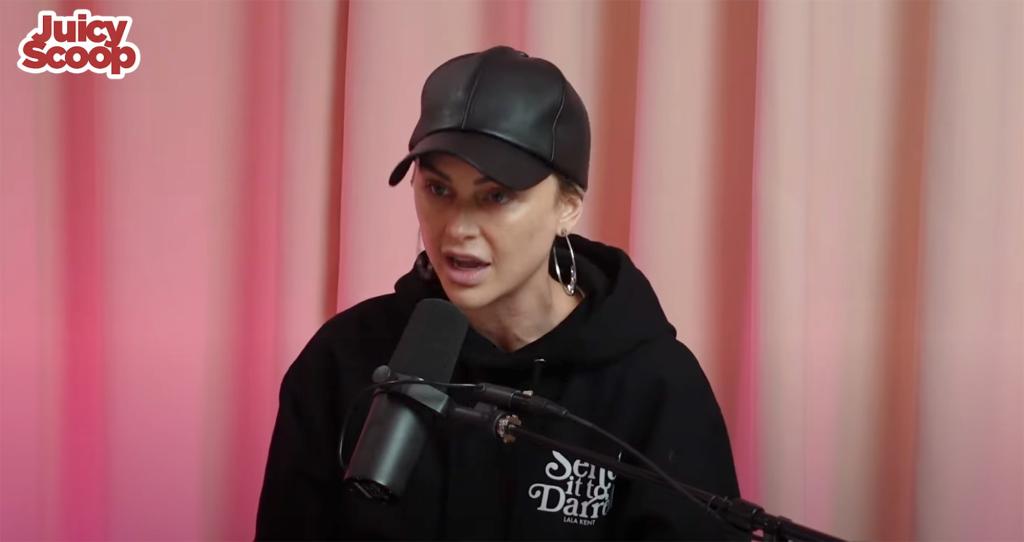 A screenshot of Lala Kent talking on a podcast