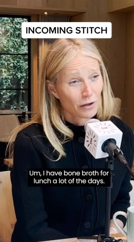 Gwyneth Paltrow talks into microphone