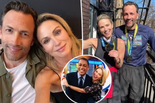 Amy Robach and Andrew Shue split image with T.J. Holmes.