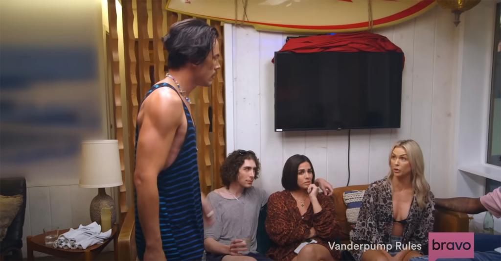 Tom Sandoval and Lala Kent having a heated exchange on "Vanderpump Rules"