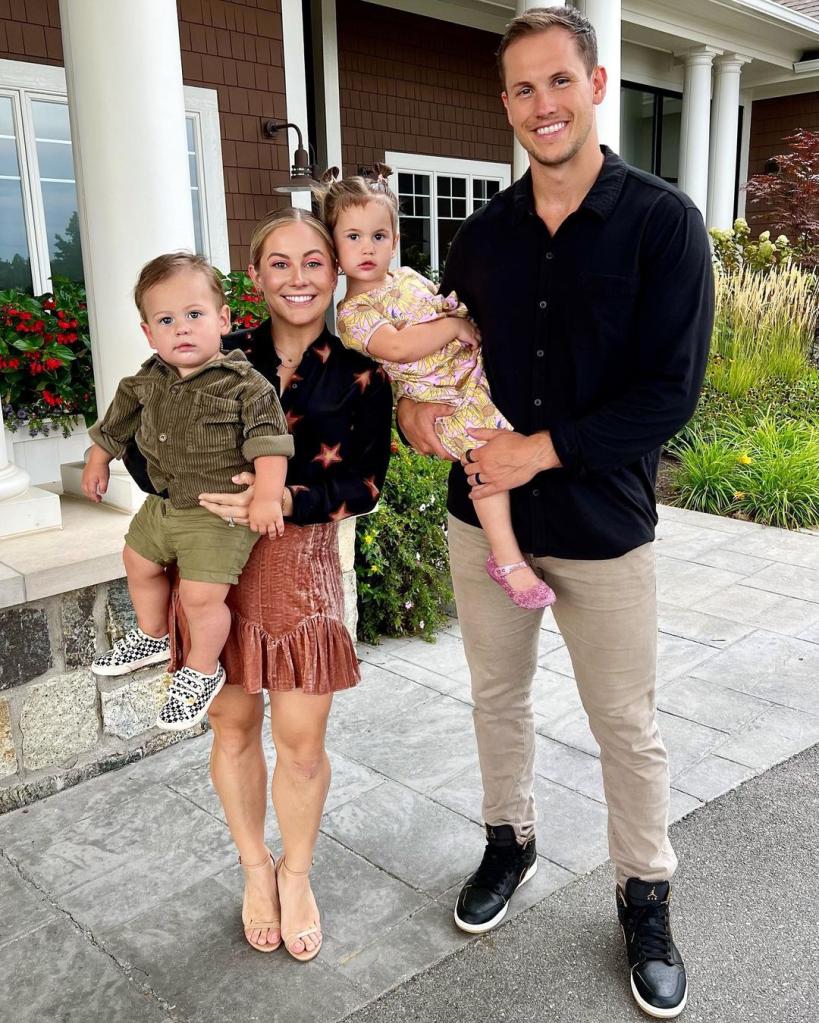 Shawn Johnson and Andrew East with their kids