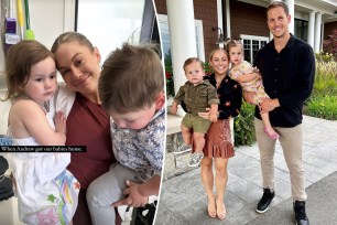 Shawn Johnson with her kids following the Nashville school shooting.