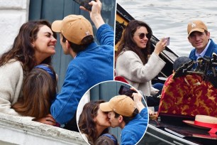 Ashton Kutcher, Mila Kunis with their kids split image., inset kissing