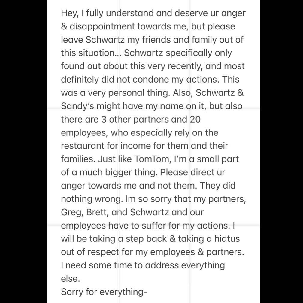 tom sandoval instagram statement