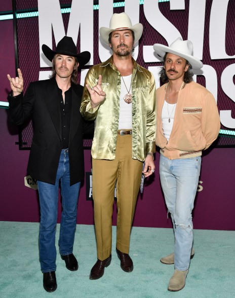 Jess Carson, Mark Wystrach, and Cameron Duddy of Midland attend the CMT Music Awards on Sunday, April 2, 2023, at the Moody Center in Austin, Texas.