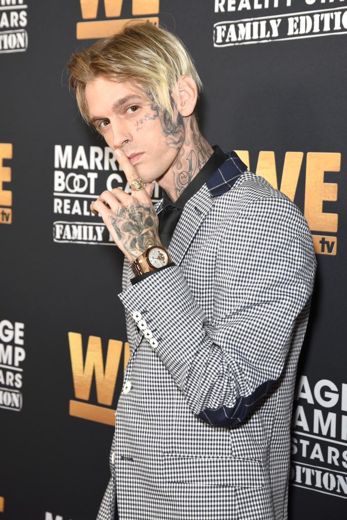 Aaron Carter poses on red carpet