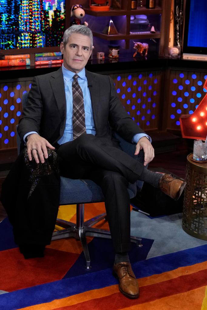 Andy Cohen sitting on "WWHL"