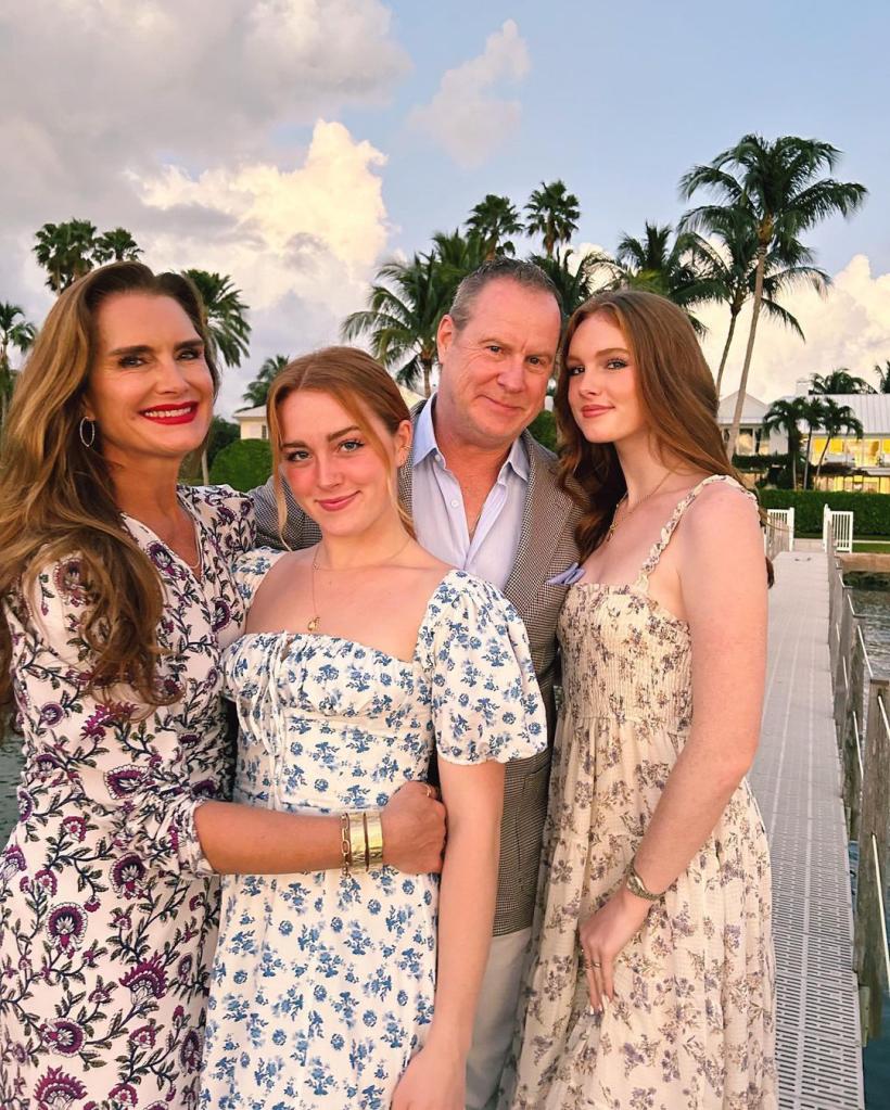 Brooke Shields and Chris Henchy take photo with daughters Rowan and Grier