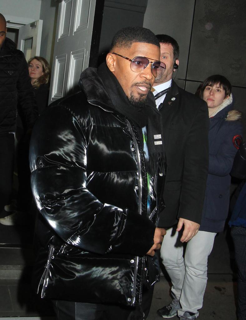 Jamie Foxx wears black puffer coat