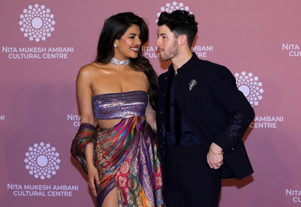 Nick Jonas and Priyanka Chopra on a red carpet.