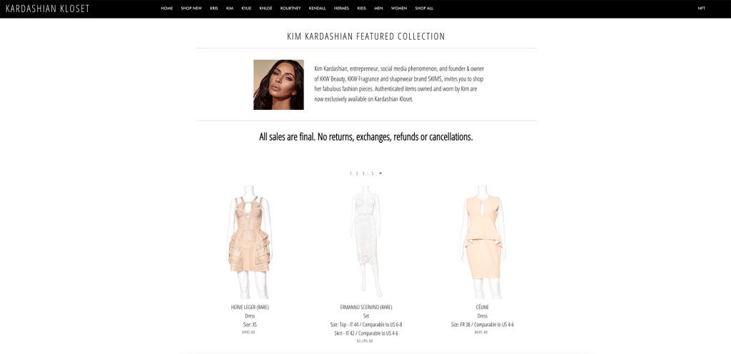 Kardashian Kloset website