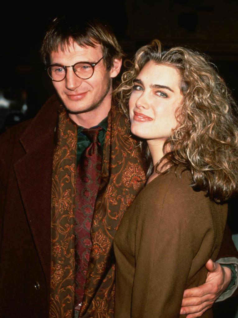 Liam Neeson and Brooke Shields at a premiere.