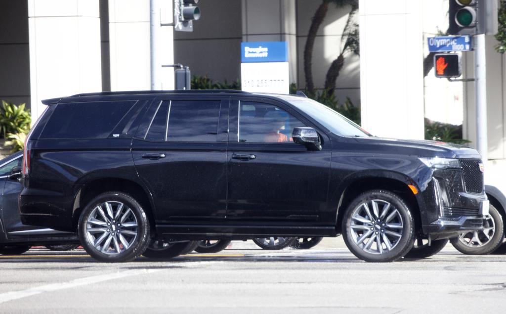 Timothée Chalamet in his car.