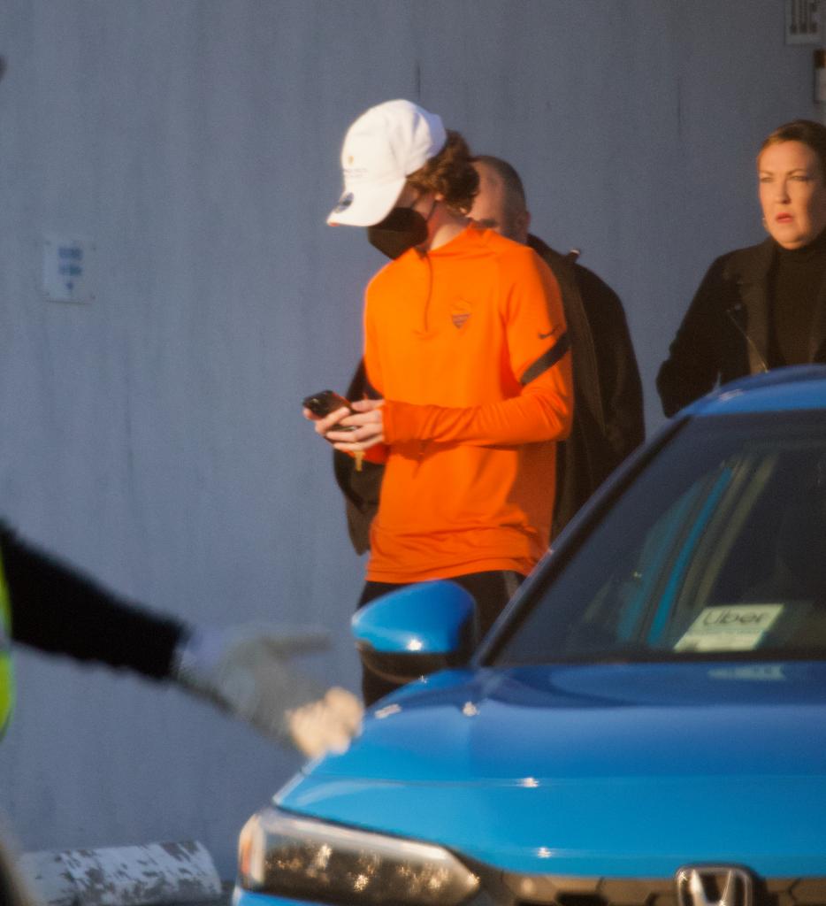 Timothée Chalamet in orange.