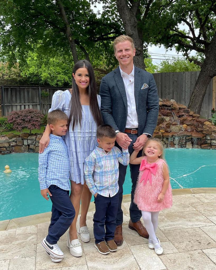 Sean Lowe and Catherine Lowe smile with three kids