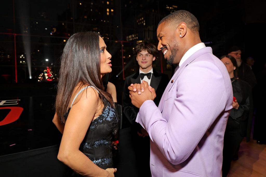 alma Hayek Pinault and Michael B. Jordan