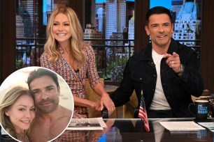 Kelly Ripa and Mark Consuelos split image.